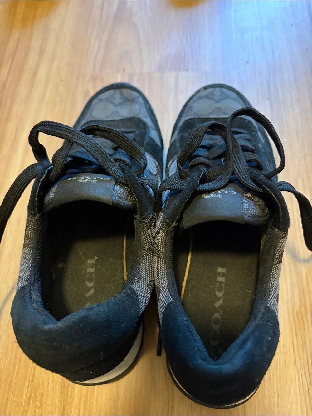 Coach women’s Black Signature Canvas & Suede Sneakers
